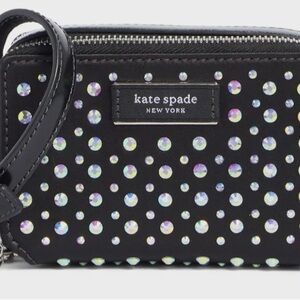 EUC, LIKE NEW!!Kate Spade Leather Black Embellished Lea Micro Crossbody!! HTF!